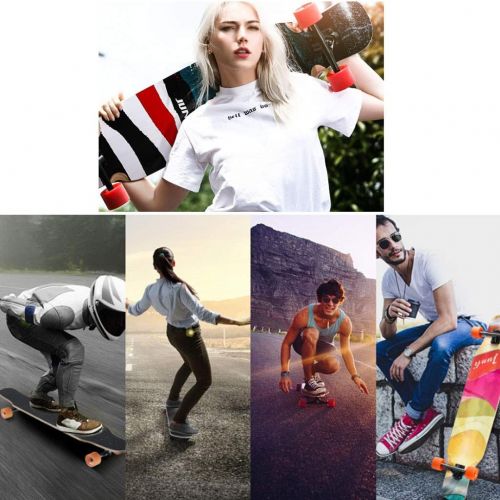  HYE-SPORT 42 ”x9 ” Longboard Skateboard Cruiser Longboard Skateboard, 8 Layer Complete Canadian Maple Wood Double Kick Concave Maple Pro Beginner Dance Board with LED PU Wheels for