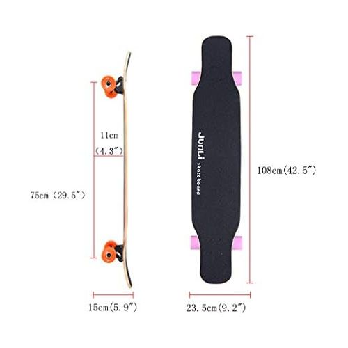  HYE-SPORT Skateboard 42 Tricks Skate Board Pro Dancing Board Double Kick Deck Beginners Complete Longboard Cruiser Suitable for Extreme Sports and Outdoors Freeride for Youths Adul