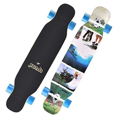  HYE-SPORT Skateboard 42 Tricks Skate Board Pro Dancing Board Double Kick Deck Beginners Complete Longboard Cruiser Suitable for Extreme Sports and Outdoors Freeride for Youths Adul