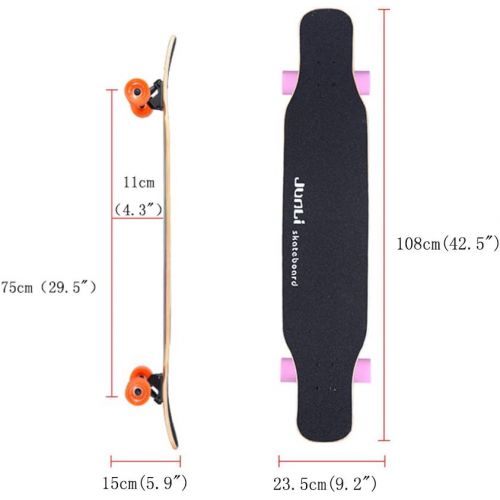  HYE-SPORT Skateboard 42 Tricks Skate Board Pro Dancing Board Double Kick Deck Beginners Complete Longboard Cruiser Suitable for Extreme Sports and Outdoors Freeride for Youths Adul