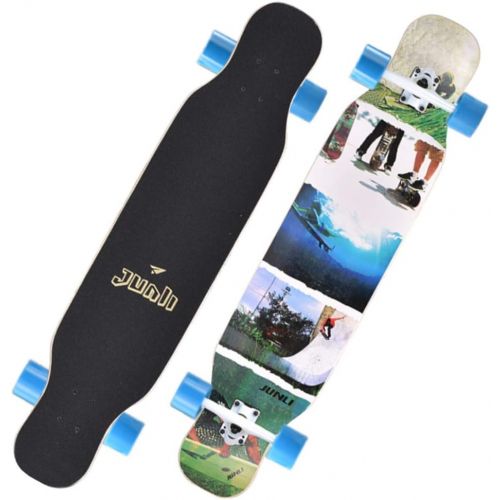  HYE-SPORT Skateboard 42 Tricks Skate Board Pro Dancing Board Double Kick Deck Beginners Complete Longboard Cruiser Suitable for Extreme Sports and Outdoors Freeride for Youths Adul