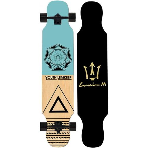  HYE-SPORT 42 ” Inches Skateboard Drop Through Freestyle Longboard, 8 Layer Maple Wood Deck Standard Skateboards for Beginners Starter Kids Boys Girls Teenager Maple Cruiser Pro Ska