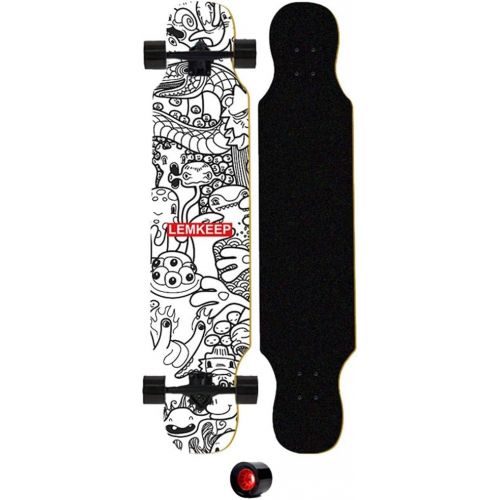  HYE-SPORT 42 ” Inches Skateboard Drop Through Freestyle Longboard, 8 Layer Maple Wood Deck Standard Skateboards for Beginners Starter Kids Boys Girls Teenager Maple Cruiser Pro Ska