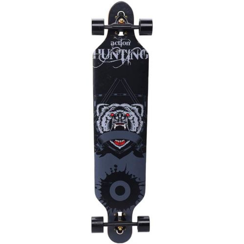  HYE-SPORT 41 Inch Drop-Through Longboard Skateboard Complete 7-ply Natural Hardrock Maple Board and ABEC-11 Bearing Made for Adults, Teens, and Kids Design