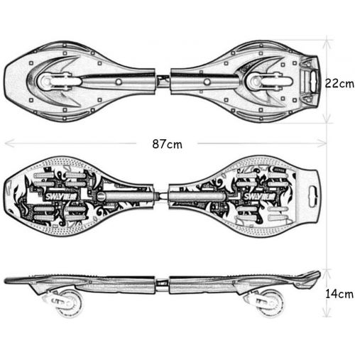  HYE-SPORT YEENUO S-board Kickboard Kids Skateboard Caster Board Childrens Outdoor Play Toys Tire Specifications Gift Non-slip and Abrasion Resistant Safe and Low Noise Good Durability for Bi