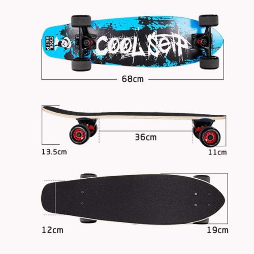  HYE-SPORT YEENUO 27X 7 Complete Skateboard Pro Skateboard, Layer Maple Wood Skateboard Deck with Double Kick Concave Design for Kids Boys Youths Beginners