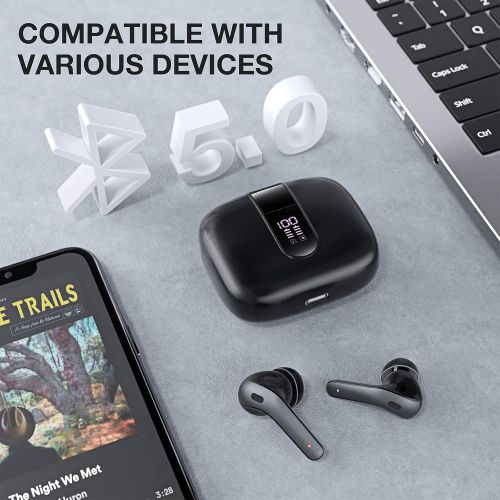  HYIEAR Wireless Earbuds ? Bluetooth Headphones with Microphone and Touch Control ? Ultra-Light and Ergonomic Wireless Bluetooth Earbuds ? 40 Hours Playtime ? IPX5 Waterproof Wireless Earp