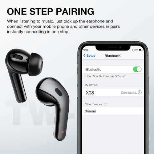  HYIEAR Wireless Earbuds ? Bluetooth Headphones with Microphone and Touch Control ? Ultra-Light and Ergonomic Wireless Bluetooth Earbuds ? 40 Hours Playtime ? IPX5 Waterproof Wireless Earp