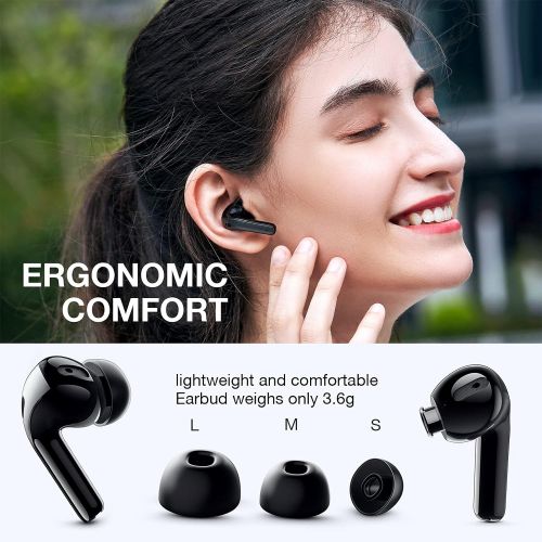  HYIEAR Wireless Earbuds ? Bluetooth Headphones with Microphone and Touch Control ? Ultra-Light and Ergonomic Wireless Bluetooth Earbuds ? 40 Hours Playtime ? IPX5 Waterproof Wireless Earp