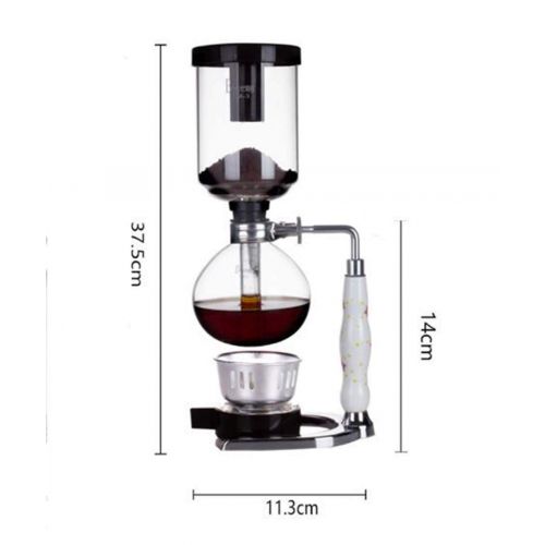  HYJHDD Classic Glass Syphon Pot Coffee Maker 5 Person Plug Pot Black Handle