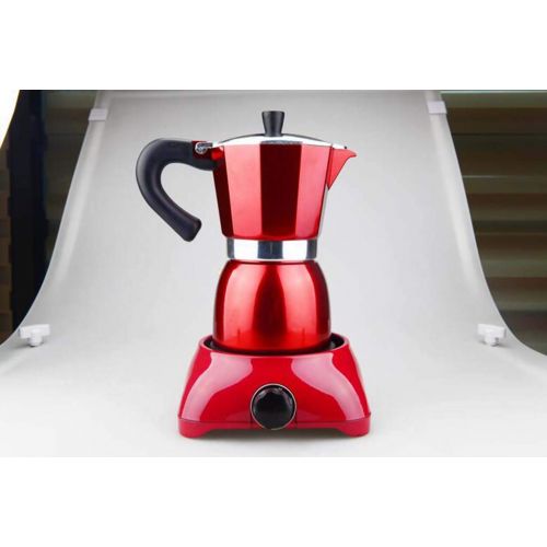  HYJHDD European Household Insulation Pot Food Aluminum Red Mocha Coffee Pot Aluminum