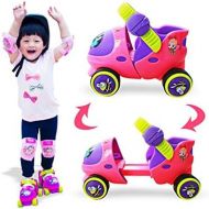 HYM Skates Adjustable Quad Roller Kid es Beginners Boys Girls Blue Pink geeignet fuer 2 6 Jahre alt,Pink