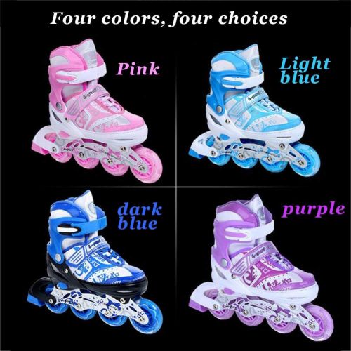  HYM Verstellbare Inline-Skates mit Light Up Wheels Beginner Roller Fun Flashing Illuminating Roller Skates for Kids Boys and Girls-erhaltlich in Four Arten Farben und DREI Sizes,Bl