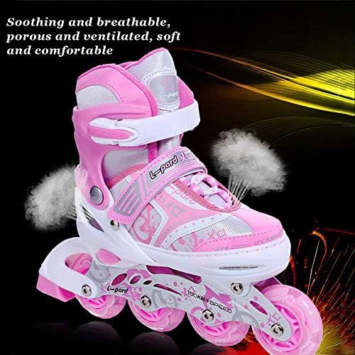  HYM Verstellbare Inline-Skates mit Light Up Wheels Beginner Roller Fun Flashing Illuminating Roller Skates for Kids Boys and Girls-erhaltlich in Four Arten Farben und DREI Sizes,pi