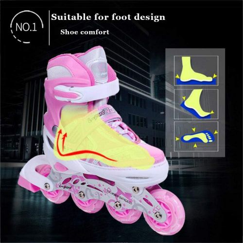  HYM Verstellbare Inline-Skates mit Light Up Wheels Beginner Roller Fun Flashing Illuminating Roller Skates for Kids Boys and Girls-erhaltlich in Four Arten Farben und DREI Sizes,pi