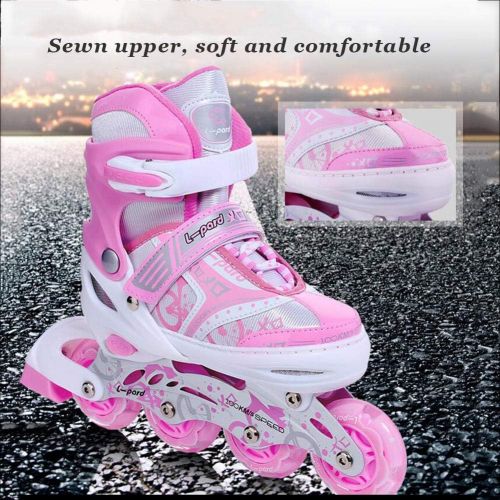  HYM Verstellbare Inline-Skates mit Light Up Wheels Beginner Roller Fun Flashing Illuminating Roller Skates for Kids Boys and Girls-erhaltlich in Four Arten Farben und DREI Sizes,pi