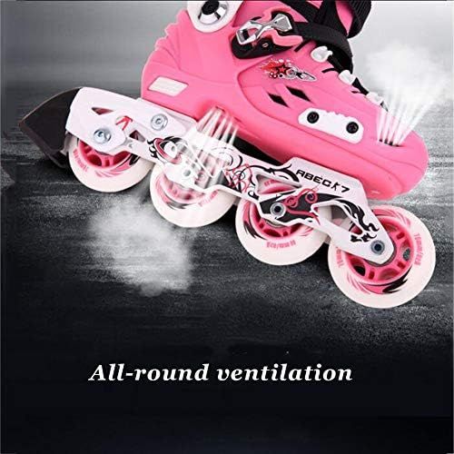  HYM LED Inline Skates Roller Skates Kinder Grosse Anfanger Komfort-Rollschuhlaufer Inline-Skates Quad Adjustable Kid es Roller Skates,Red,S