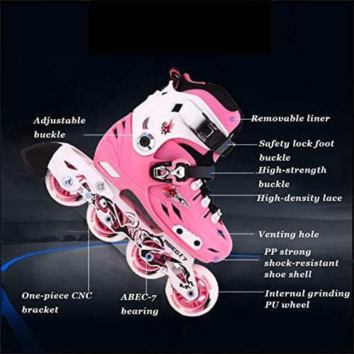  HYM LED Inline Skates Roller Skates Kinder Grosse Anfanger Komfort-Rollschuhlaufer Inline-Skates Quad Adjustable Kid es Roller Skates,Red,S