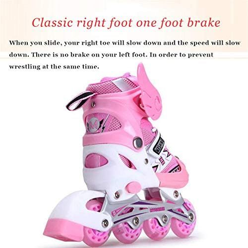  HYM Unisex Kids Indoor Skates Indoor Outdoor Adjustable Size Roller Skates Children with Best Gifts for Boys Girls,Pink,S