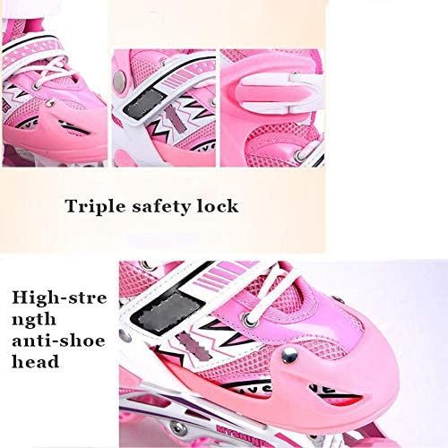  HYM Unisex Kids Indoor Skates Indoor Outdoor Adjustable Size Roller Skates Children with Best Gifts for Boys Girls,Pink,S