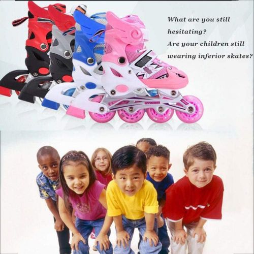  HYM Unisex Kids Indoor Skates Indoor Outdoor Adjustable Size Roller Skates Children with Best Gifts for Boys Girls,Pink,S