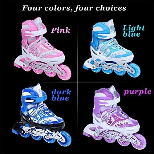  HYM Verstellbare Inline-Skates mit Light Up Wheels Beginner Roller Fun Flashing Illuminating Roller Skates for Kids Boys and Girls-erhaltlich in Four Arten Farben und DREI Sizes,Bl