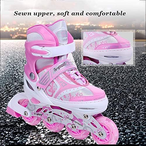  HYM Verstellbare Inline-Skates mit Light Up Wheels Beginner Roller Fun Flashing Illuminating Roller Skates for Kids Boys and Girls-erhaltlich in Four Arten Farben und DREI Sizes,Bl