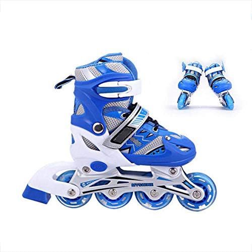  HYM Unisex Kids Indoor Skates Indoor Outdoor Adjustable Size Roller Skates Children with Best Gifts for Boys Girls,Blue,S