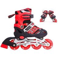 HYM Unisex Kids Indoor Skates Indoor Outdoor Adjustable Size Roller Skates Children with Best Gifts for Boys Girls,Red,L