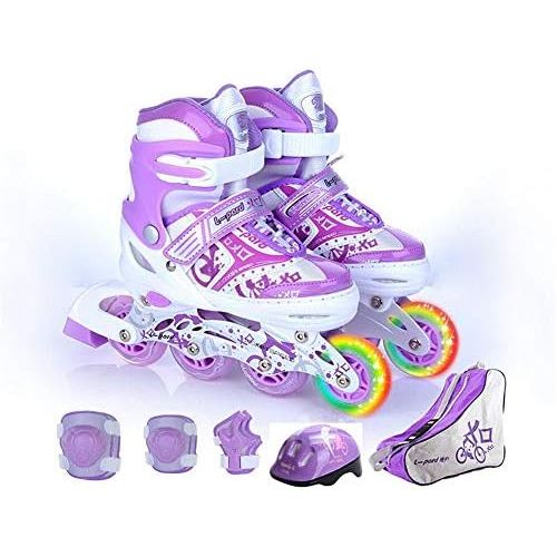  HYM Verstellbare Inline-Skates mit Light Up Wheels Beginner Roller Fun Flashing Illuminating Roller Skates for Kids Boys and Girls-erhaltlich in Four Arten Farben und DREI Sizes,Pu