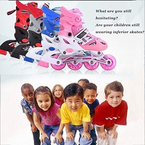  HYM Unisex Kids Indoor Skates Indoor Outdoor Adjustable Size Roller Skates Children with Best Gifts for Boys Girls,Blue,L