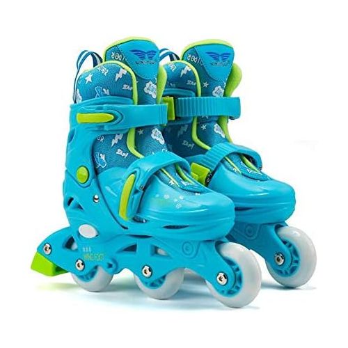  HYM Skates Einstellbare Rollschuhe fuer Kinder - 4-Rad-Quad-Skates Verstellbare und gepolsterte Roller-Inline-Skates Groesse Kinder Pro Skating Pink, Blau,Blue,M