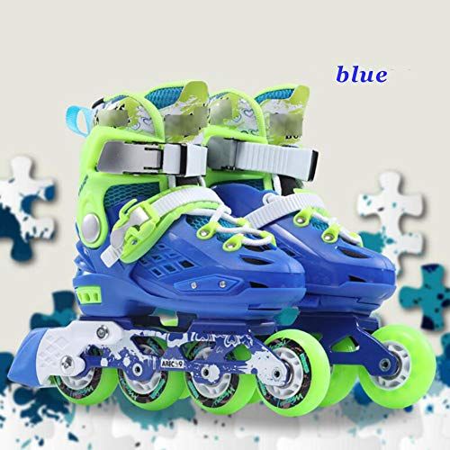  HYM Einstellbare Rollschuhe fuer Kinder - Quad-Skates und gepolsterte Roller-Inline-Skates Groesse Kinder Pro Skating Rosa/Blau,Blue,S