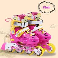 HYM Einstellbare Rollschuhe fuer Kinder - Quad-Skates und gepolsterte Roller-Inline-Skates Groesse Kinder Pro Skating Rosa/Blau,Pink,S