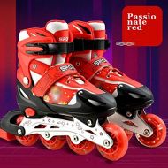 HYM Skates Verstellbare Quad-Rollenschuehsenstiefel mit Light Up Wheels Einsteiger RollenFun Flashing in DREI Farben und DREI Groessen,Red,S