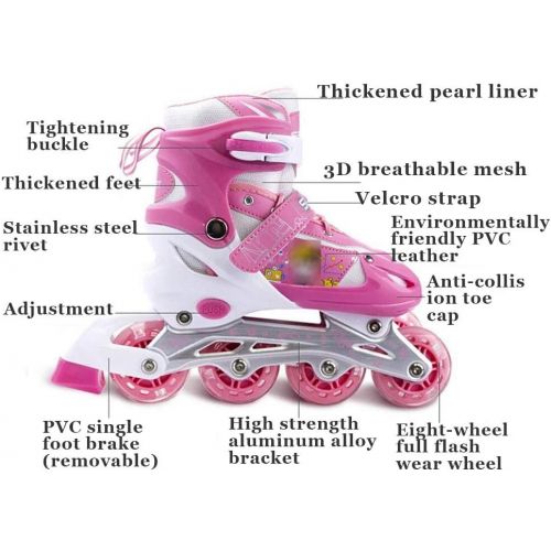  HYM Skates Verstellbare Quad-Rollenschuehsenstiefel mit Light Up Wheels Einsteiger RollenFun Flashing in DREI Farben und DREI Groessen,Red,S