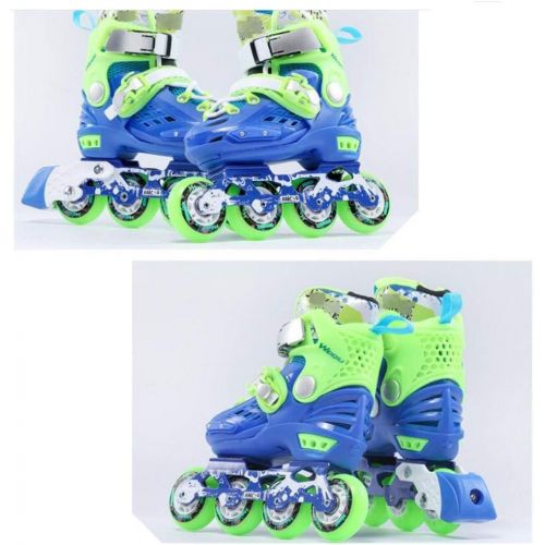  HYM Einstellbare Rollschuhe fuer Kinder - Quad-Skates und gepolsterte Roller-Inline-Skates Groesse Kinder Pro Skating Rosa/Blau,Blue,M