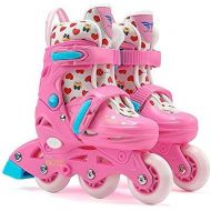 HYM Skates Einstellbare Rollschuhe fuer Kinder - 4-Rad-Quad-Skates Verstellbare und gepolsterte Roller-Inline-Skates Groesse Kinder Pro Skating Pink, Blau,Pink,M