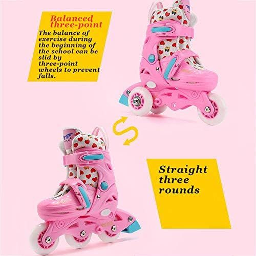  HYM Skates Einstellbare Rollschuhe fuer Kinder - 4-Rad-Quad-Skates Verstellbare und gepolsterte Roller-Inline-Skates Groesse Kinder Pro Skating Pink, Blau,Pink,M