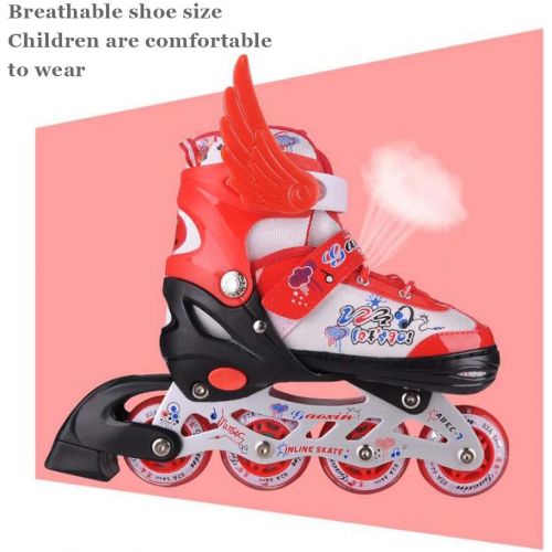  HYM Inline-Skates Kinder Einstellbare 4-Rad-Quad-Rollschuhe Stiefel Kinderrollen Alle Rader leuchten,Red,S