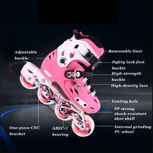  HYM LED Inline Skates Roller Skates Kinder Grosse Anfanger Komfort-Rollschuhlaufer Inline-Skates Quad Adjustable Kid es Roller Skates,Red,M