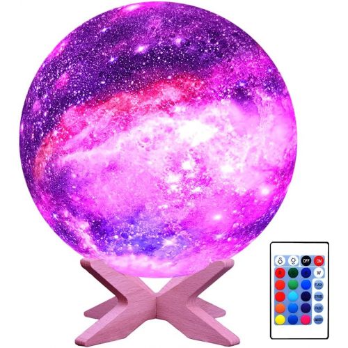  [아마존베스트]HYODREAM 3D Moon Lamp Kids Night Light Galaxy Lamp 16 Colors LED Light with Rechargeable Battery Touch & Remote Control as Birthday Gift for Boys/Girls/Baby