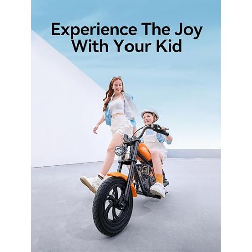  Hyper GoGo Electric Motorcycle for Kids, [Great Gift to Kids] Retro Kids Electric Bike with Ambient Light, Built-in Music Player, Up to 10MPH & 60 Continuous Ride for Kids Age 3+(Blue)