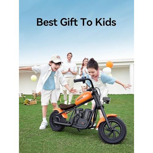  Hyper GoGo Electric Motorcycle for Kids, [Great Gift to Kids] Retro Kids Electric Bike with Ambient Light, Built-in Music Player, Up to 10MPH & 60 Continuous Ride for Kids Age 3+(Blue)