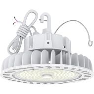 HYPERLITE High Bay Led Lights 150W 21,000LM(140lm/w) 5000K CRI>80 1-10V Dimmable UL Listed Hanging Hook Safe 5' Cable with 110V Plug UFO High Bay Light for Shopping Mall Warehouse