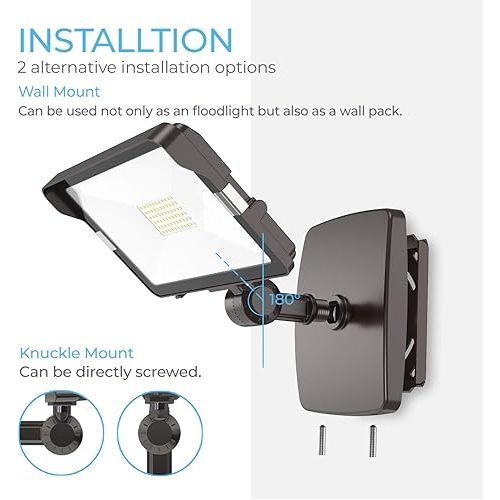  HYPERLITE 70W Flood Lights Outdoor 2 Pack, LED Flood Light with Knuckle Mount, Floodlight Wall Mount 5000K 7,700Lm IP65 Waterproof LED Security Lights for Yard Garden Garage UL Listed