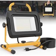 HYPERLITE LED Work Light 5000 Lumen, 50W Waterproof Flood Light, Portable Job Site Worklight with ON/OFF Switch and Power Cord for Garage, Workshop, Car Repairing, Outdoor Lighting