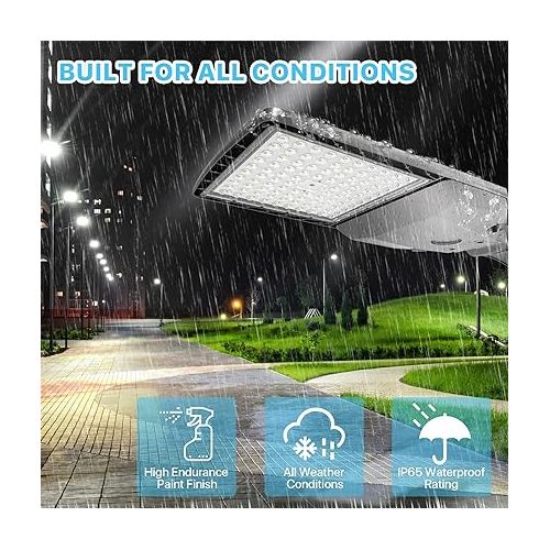  HYPERLITE LED Parking Lot Light, 200W 30000Lm LED shoebox Light with Dusk to Dawn photocell, IP65 Waterproof Commercial Area Lights with Adjustable Slip Fitter Mounting for Parking lot, Yard, Courts
