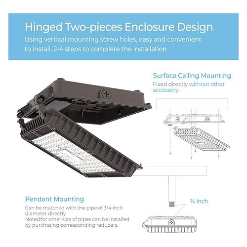  HYPERLITE LED Canopy Light 65W 8450Lumens,Square Canopy LED Lights 5000K Daylight,LED Canopy Lights Outdoor IP65 Waterproof Ideal for Garage,Carport,Gas Station,Underpass,Entrance UL Listed