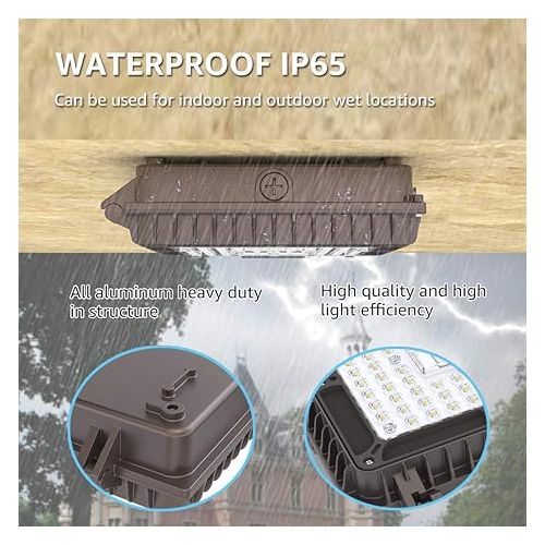  HYPERLITE LED Canopy Light 65W 8450Lumens,Square Canopy LED Lights 5000K Daylight,LED Canopy Lights Outdoor IP65 Waterproof Ideal for Garage,Carport,Gas Station,Underpass,Entrance UL Listed